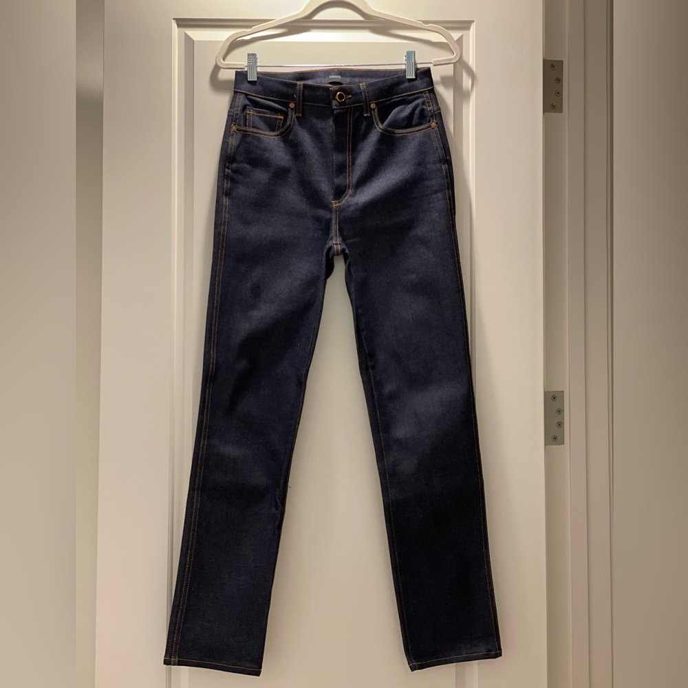 Brand new Khaite “Victoria” dark denim wash jeans size 28 priced to sell.